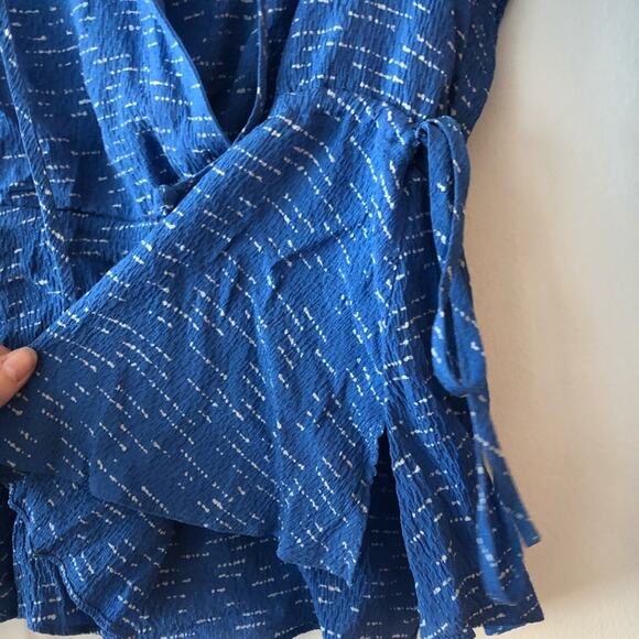 Derek Lam 10 Crosby Blue Silk Print Tie Blouse - Picture 5 of 6